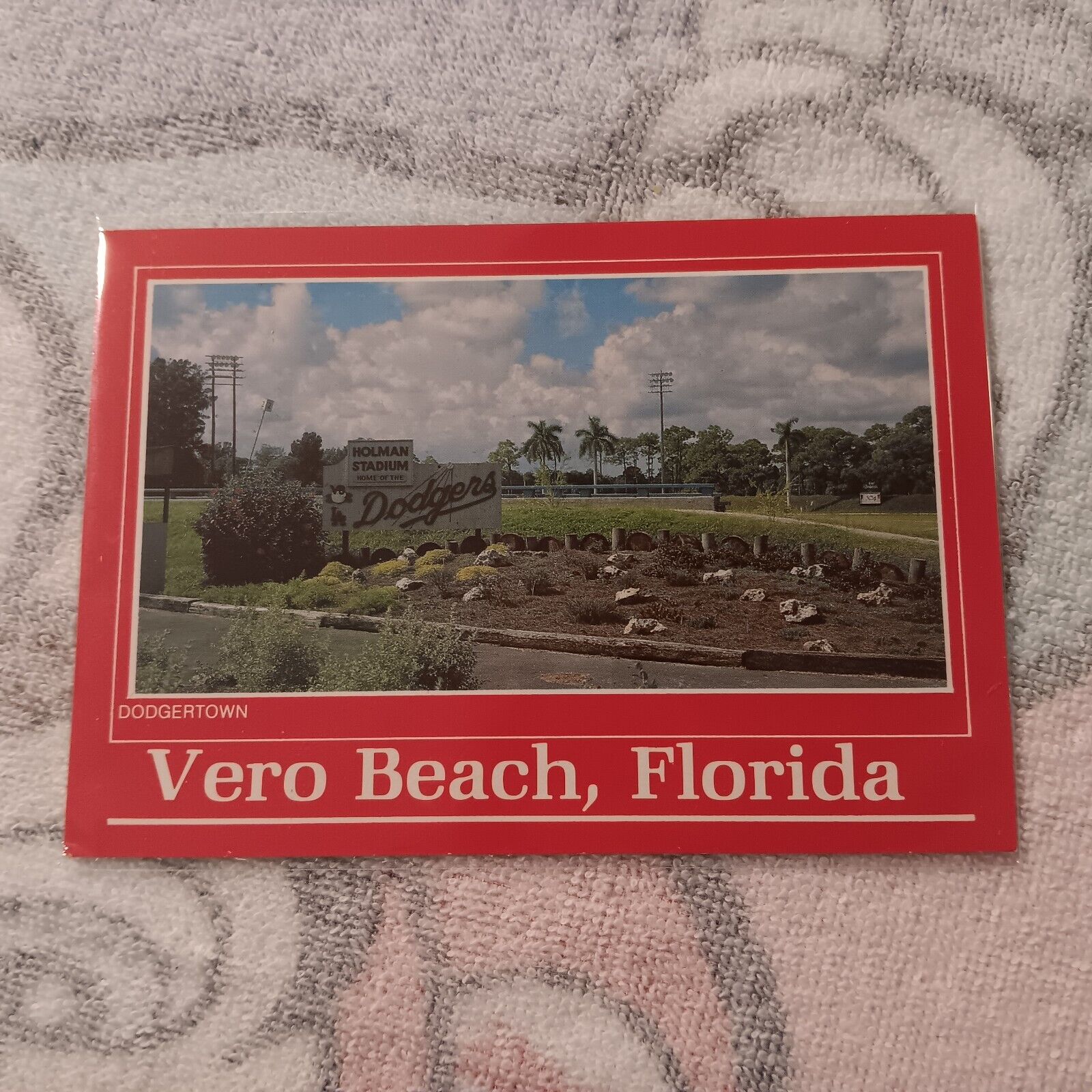 Dodgertown Vero Beach Florida Halman Stadium Vintage Postcard Plastichrome