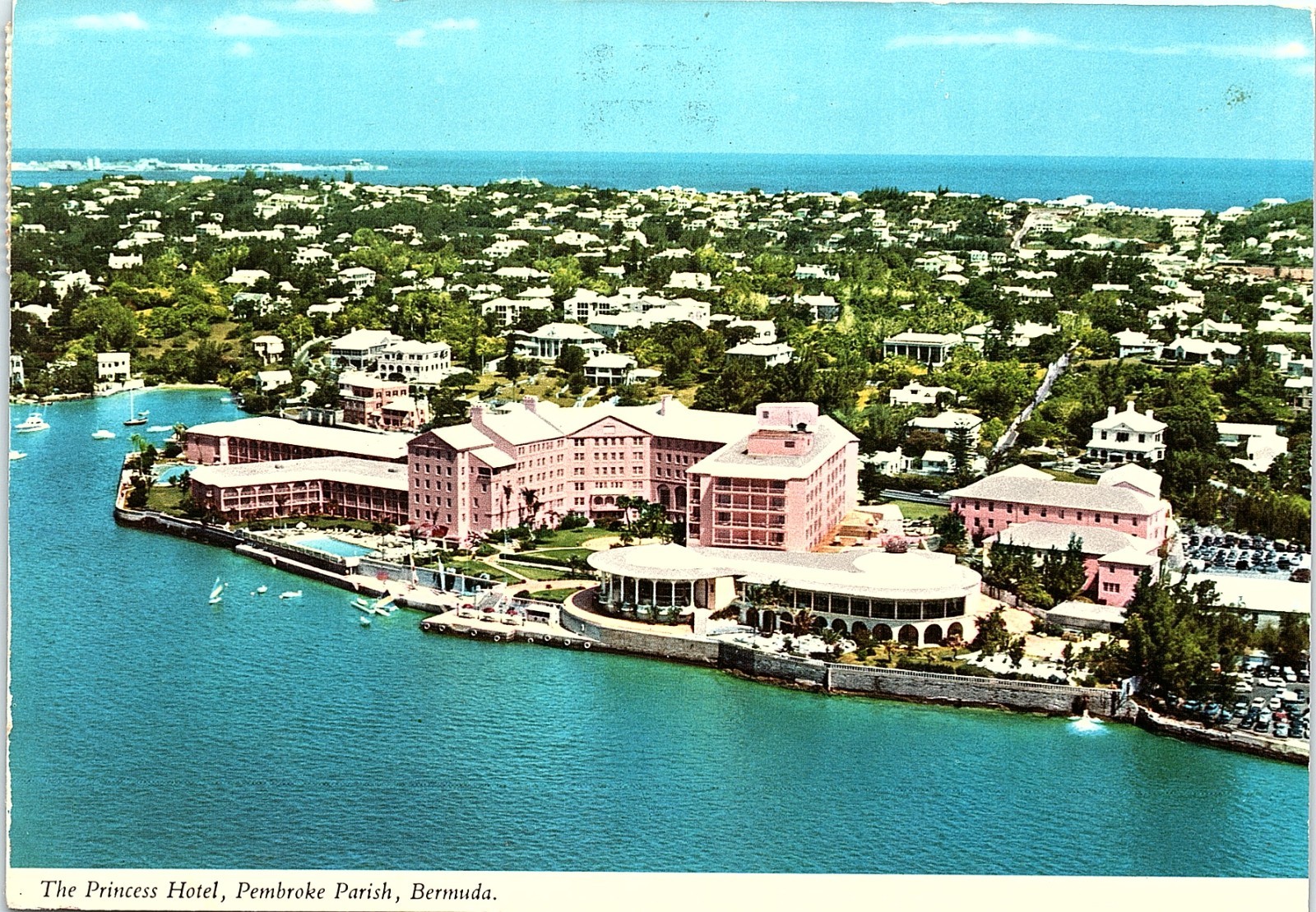 Vintage Postcard 1980sThe Princess Hotel Hamilton Bermuda John Hinde Chrome Used