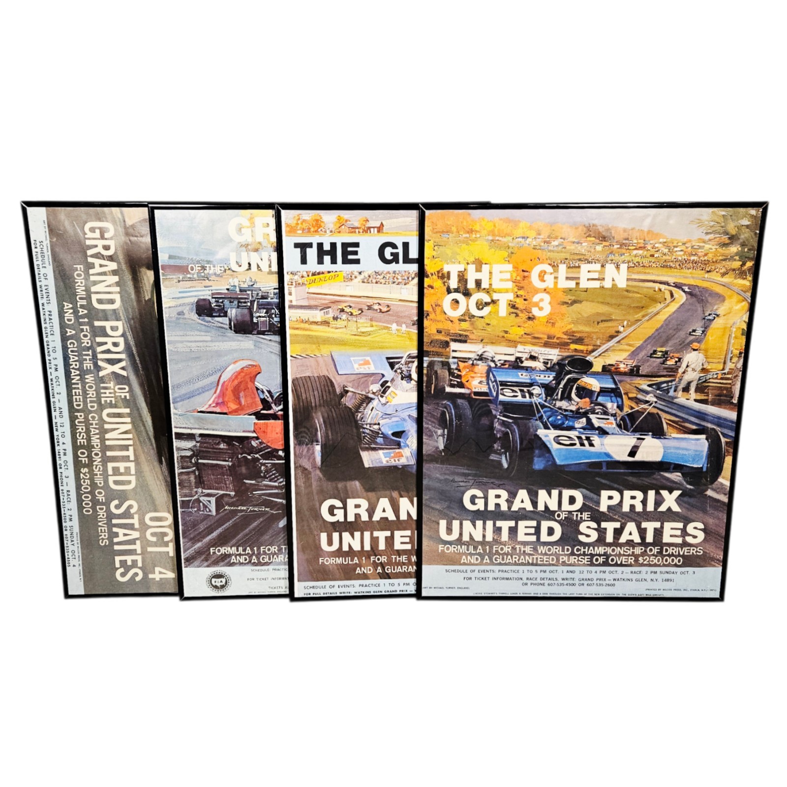 Vintage 1969-1972 Watkins Glen Grand Prix Formula One Original Racing Posters