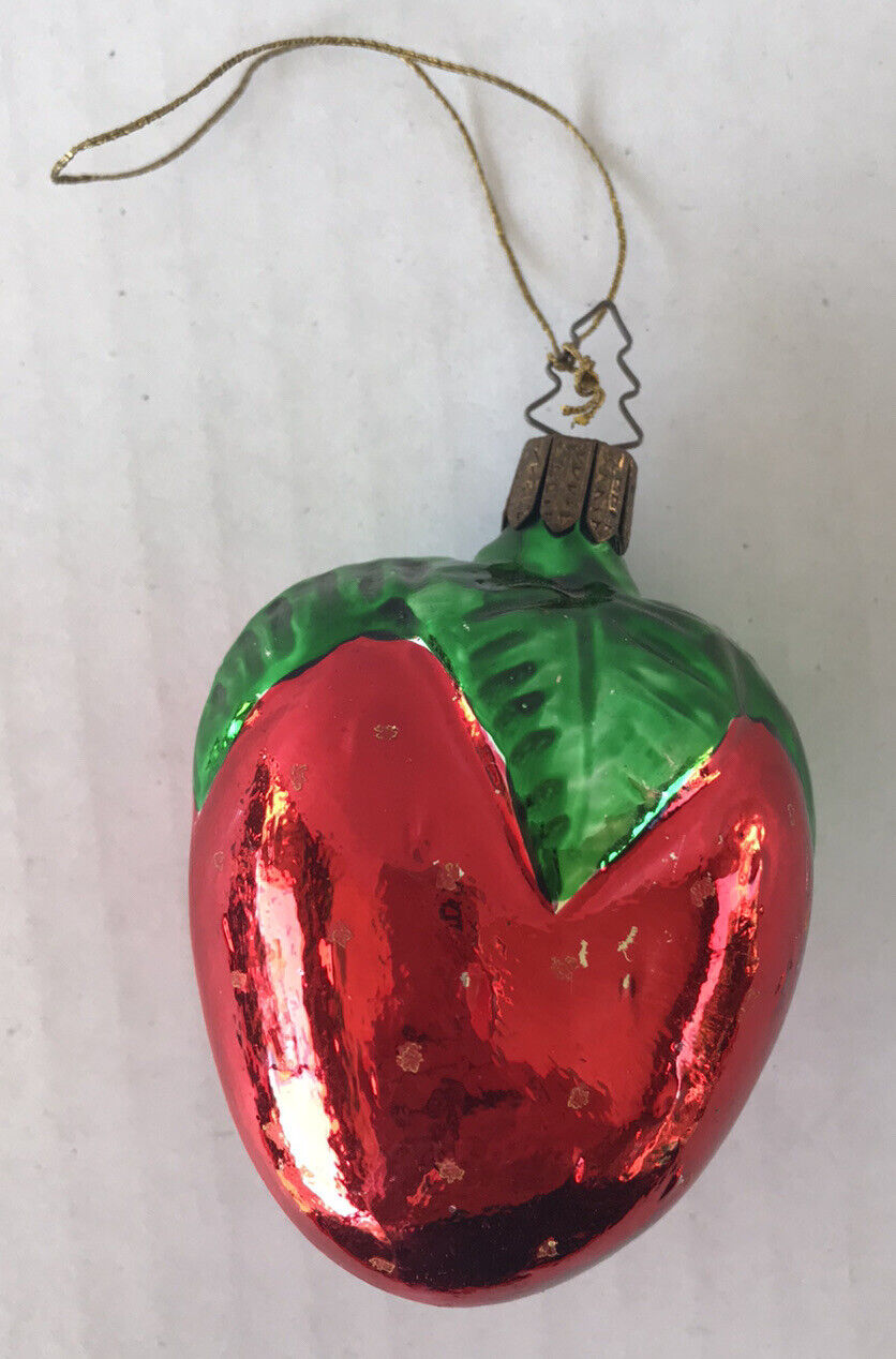Vintage Christmas Ornament Strawberry 3” Mercury Glass West Germany