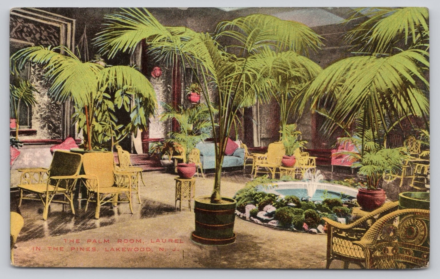 The Palm Room Laurel in the Pines Lakewood NJ Vintage Postcard Union News The Palm Room Laurel in the Pines Lakewood NJ Vintage Postcard Union News