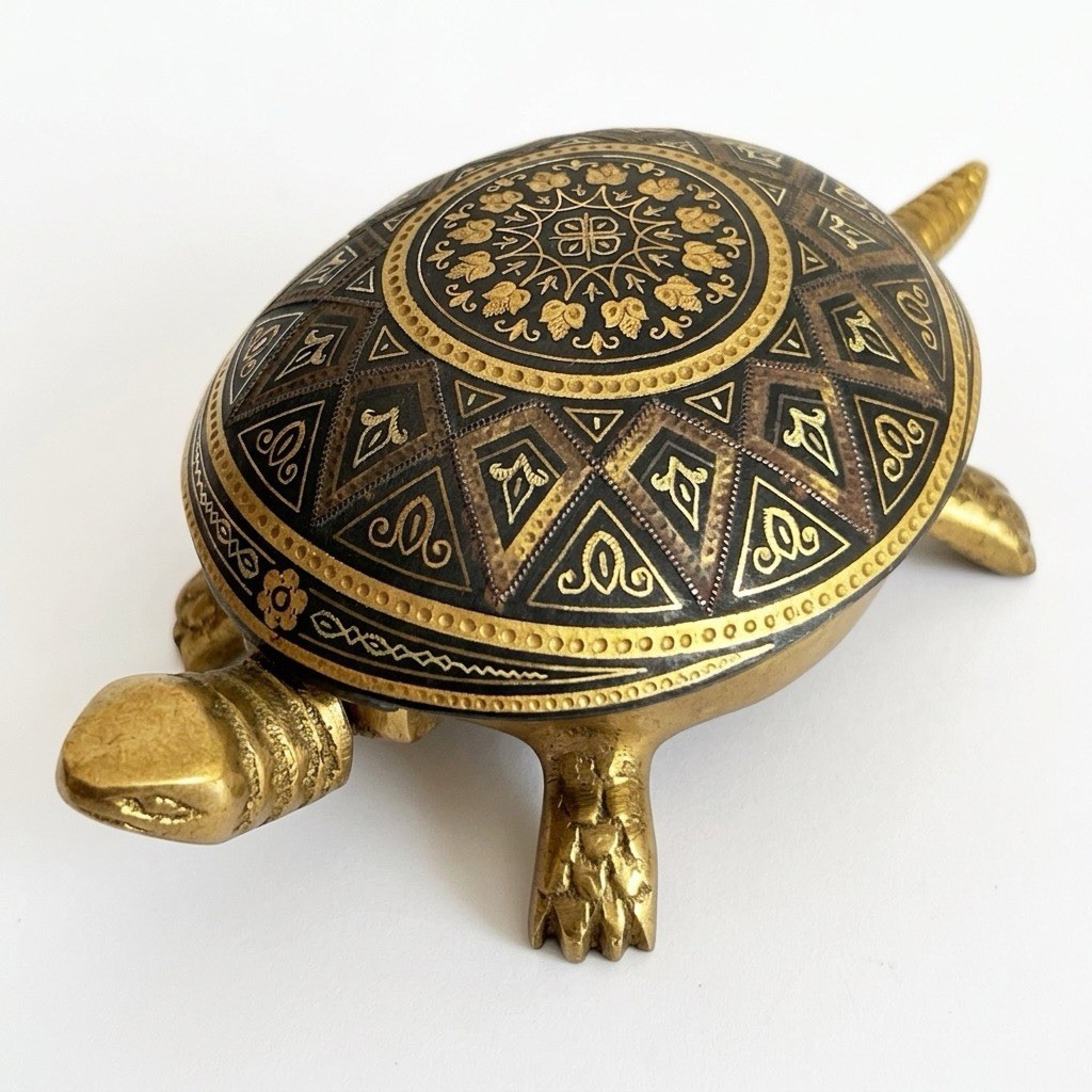 Vintage BOJ Eibar España Damascene Turtle Hotel Desk Bell Ornate Spain Beautiful