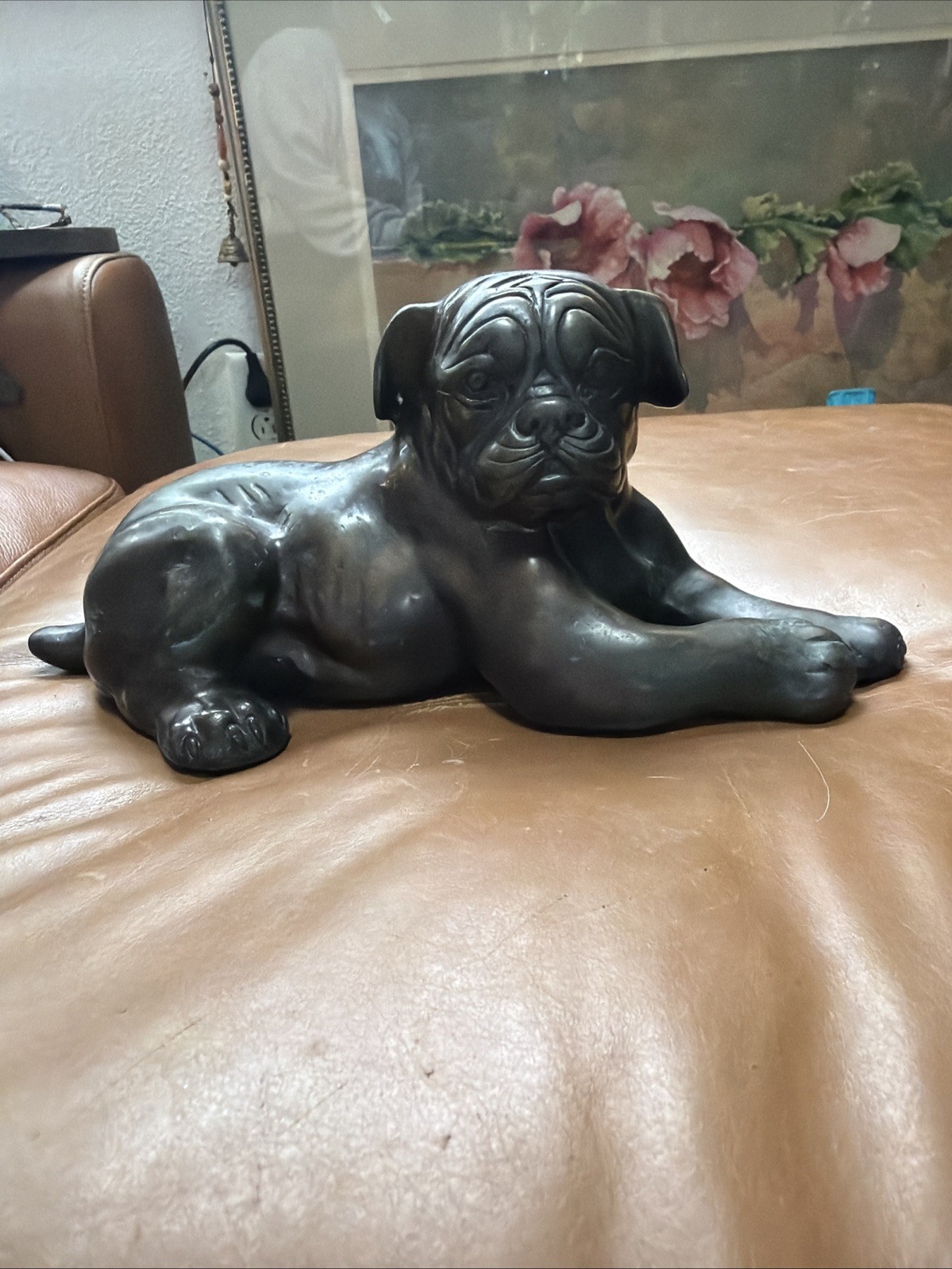 Wonderful Solid Bronze Pug Dog; 1860’s- Early 20th Century—lovely Patina