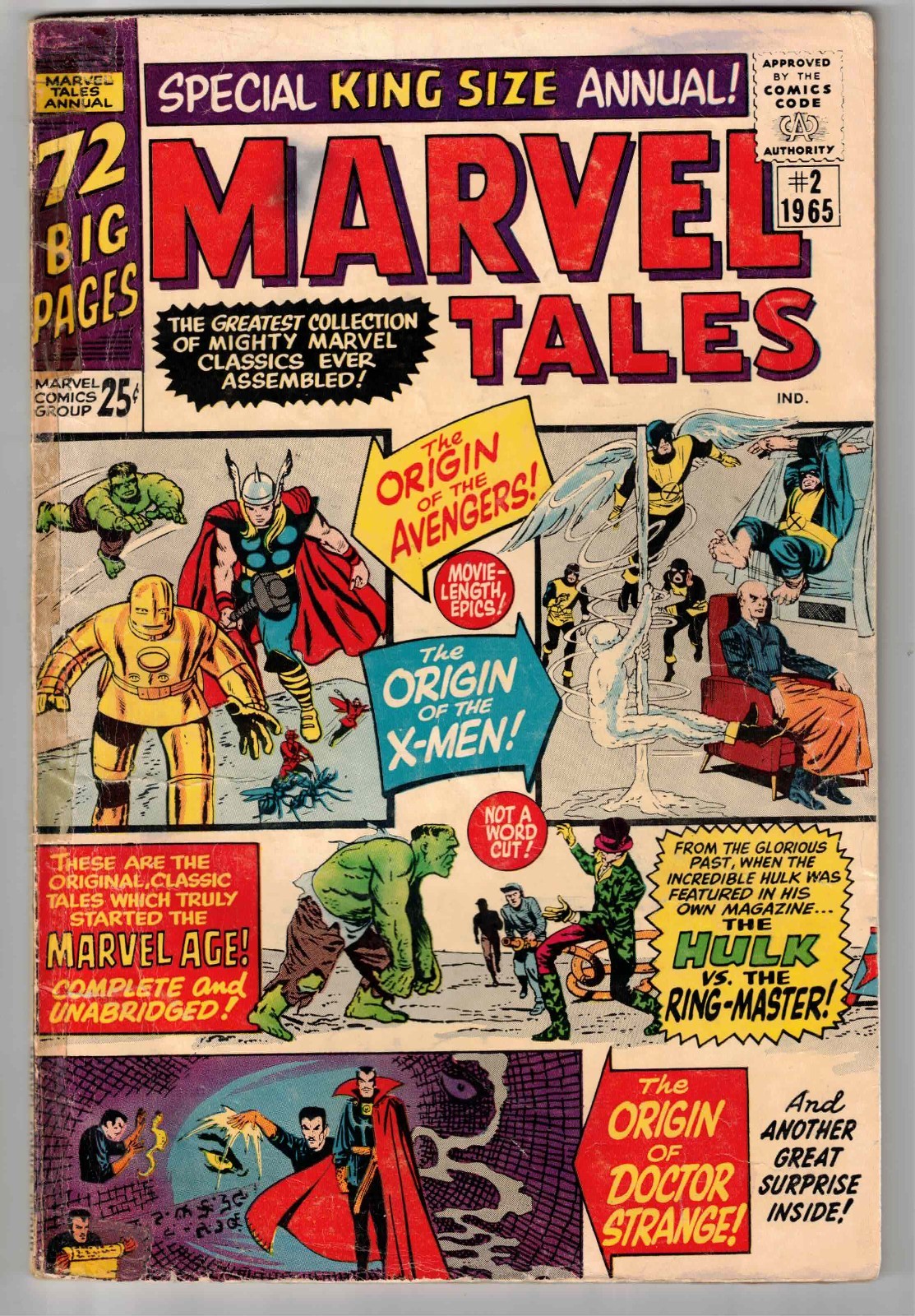 MARVEL TALES #2 1965 X-MEN AVENGERS HULK DOCTOR STRANGE 76 PAGES SILVER AGE