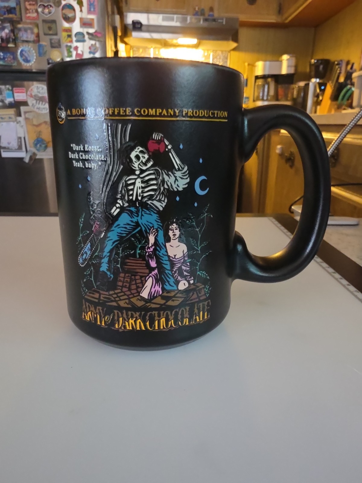 Bones Coffee Army of Dark Chocolate 16oz Mug Limited Edition Evil Dead New Rare