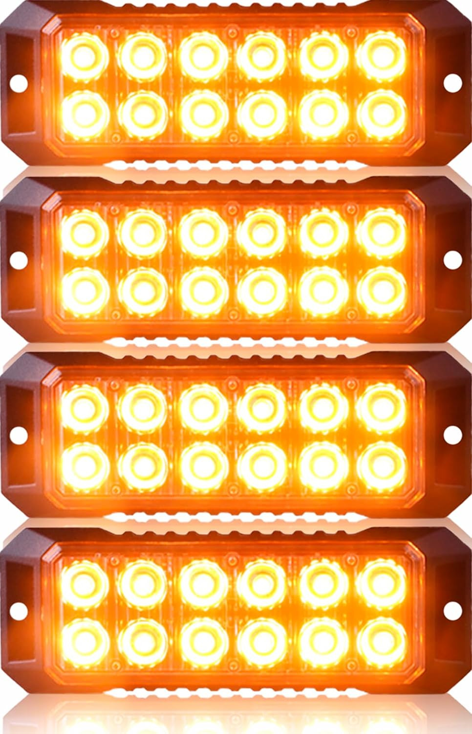 4PCS Amber Strobe Lights for Trucks,12-Led Emergency Strobe Lights 4PCS Amber Strobe Lights for Trucks,12-Led Emergency Strobe Lights