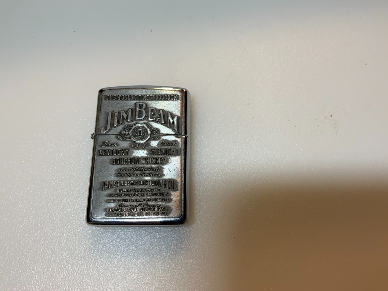 Zippo Lighter ~ Jim Beam Bourbon ~ Chrome & Embossed Pewter ~ 250JB928 ~ Zippo Lighter ~ Jim Beam Bourbon ~ Chrome & Embossed Pewter ~ 250JB928 ~