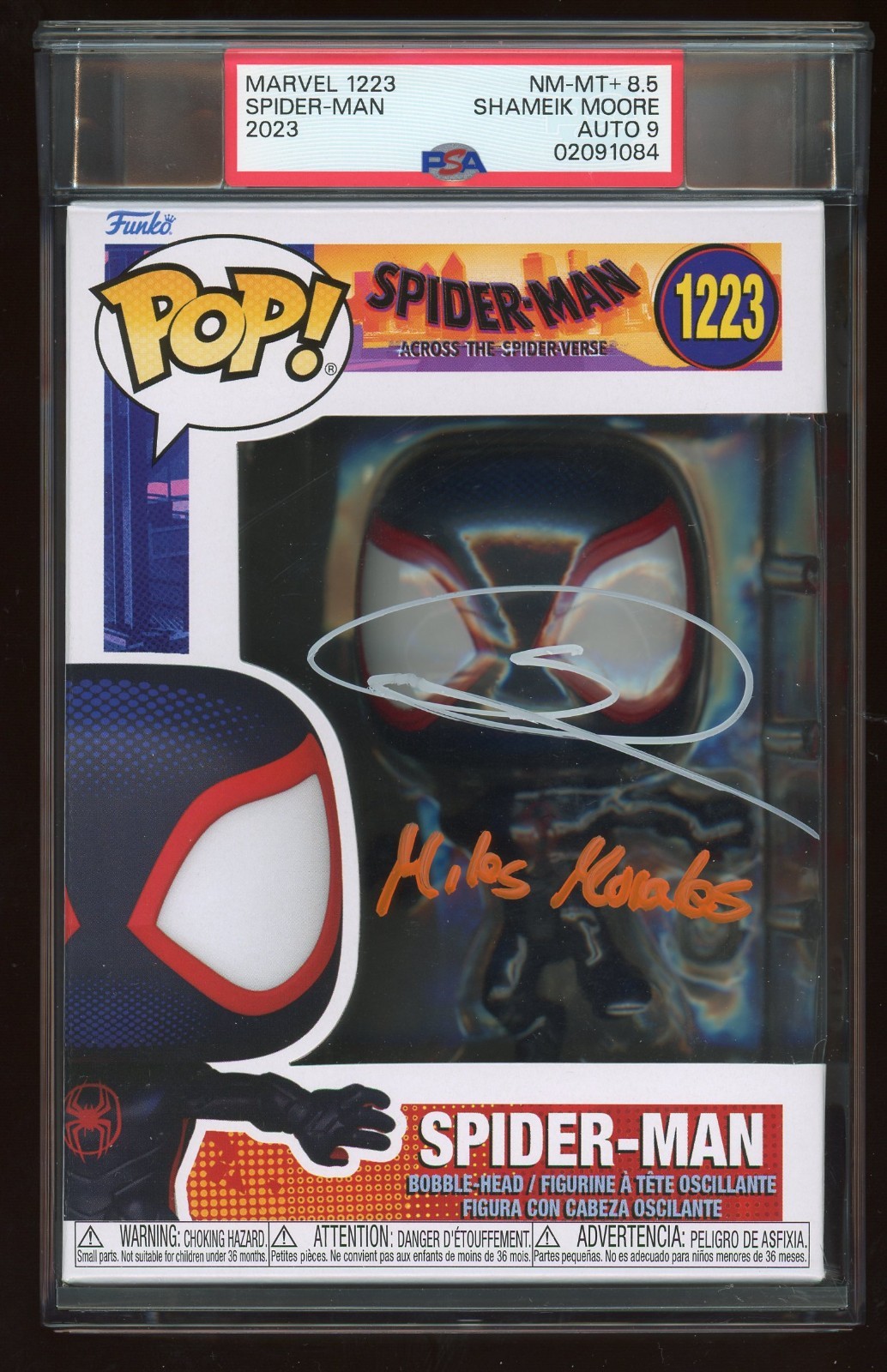 Shameik Moore Signed Inscribed Autograph Spider-Man Funko Pop 1223 PSA Authentic