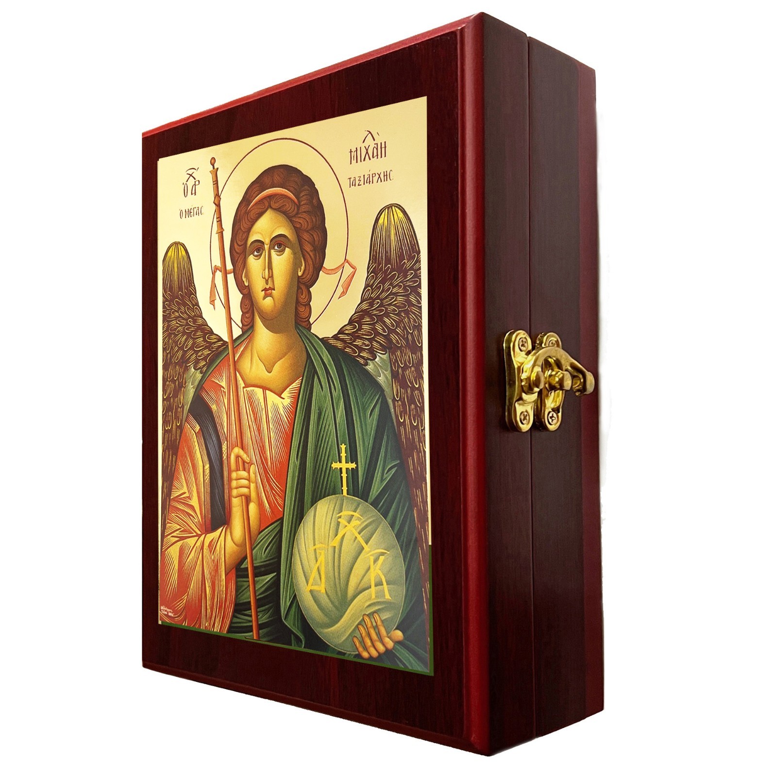 St Saint Michael Archangel Michael Icon Box Wall or Table Greek Byzantine GILDED