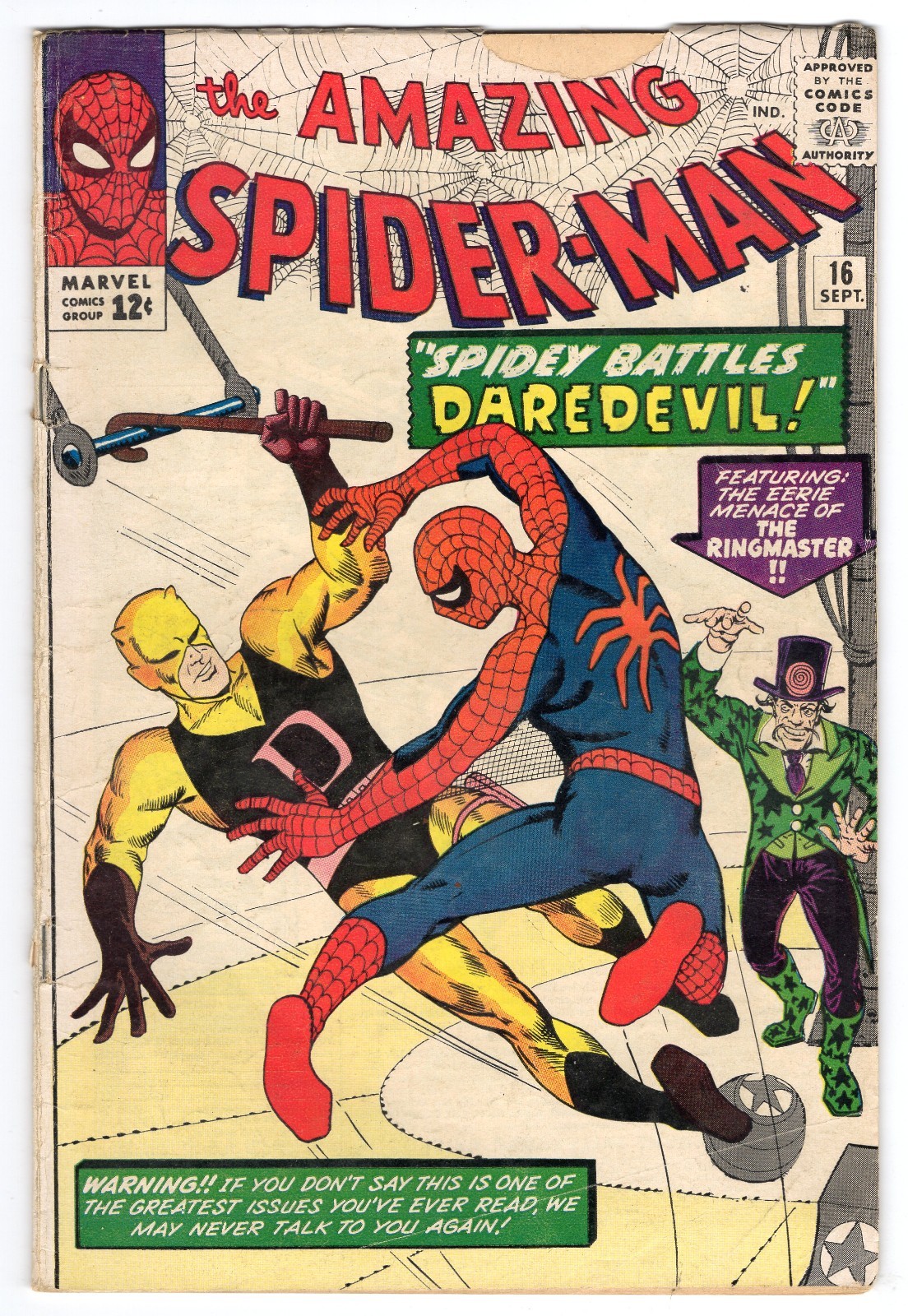 Amazing Spider-Man 16 1964 Marvel Comics G/VG 3.0 1st X-Over Daredevil