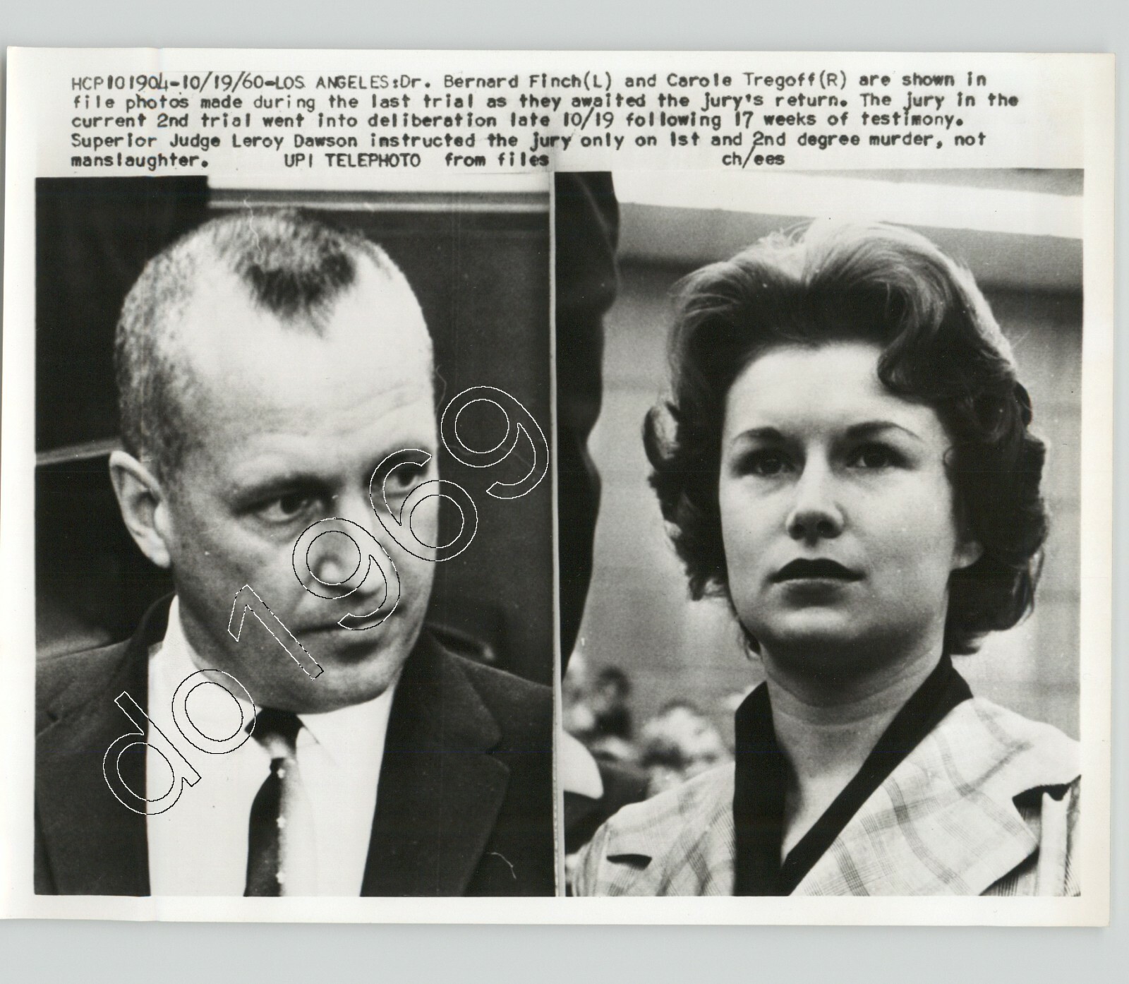 COURTROOM B Finch C Tregoff Suspected Murder Over Affair LA CA 1959 Press Photo