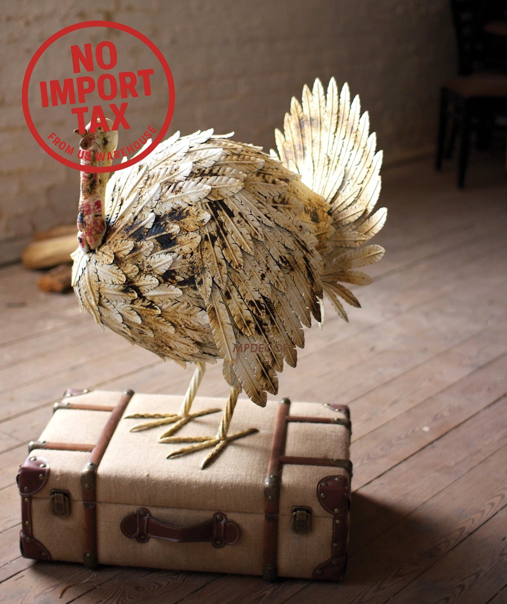 Farmhouse Turkey Rustic Antique White Painted Metal Fall Thanksgiving Decor Farmhouse Turkey Rustic Antique White Painted Metal Fall Thanksgiving Decor