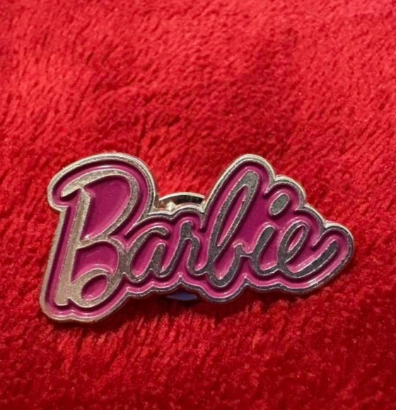 BARBIE metal pin - girl doll toy logo pink  - 