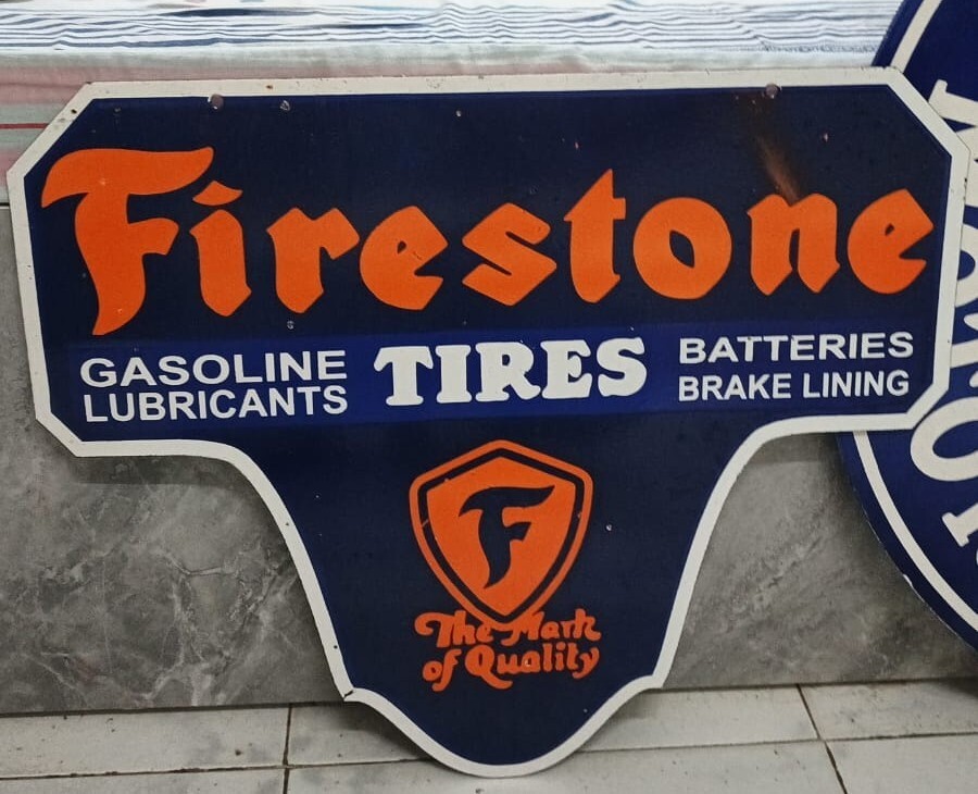 FireStone Tires Porcelain Enamel Metal Sign 24x20 Inches Double side