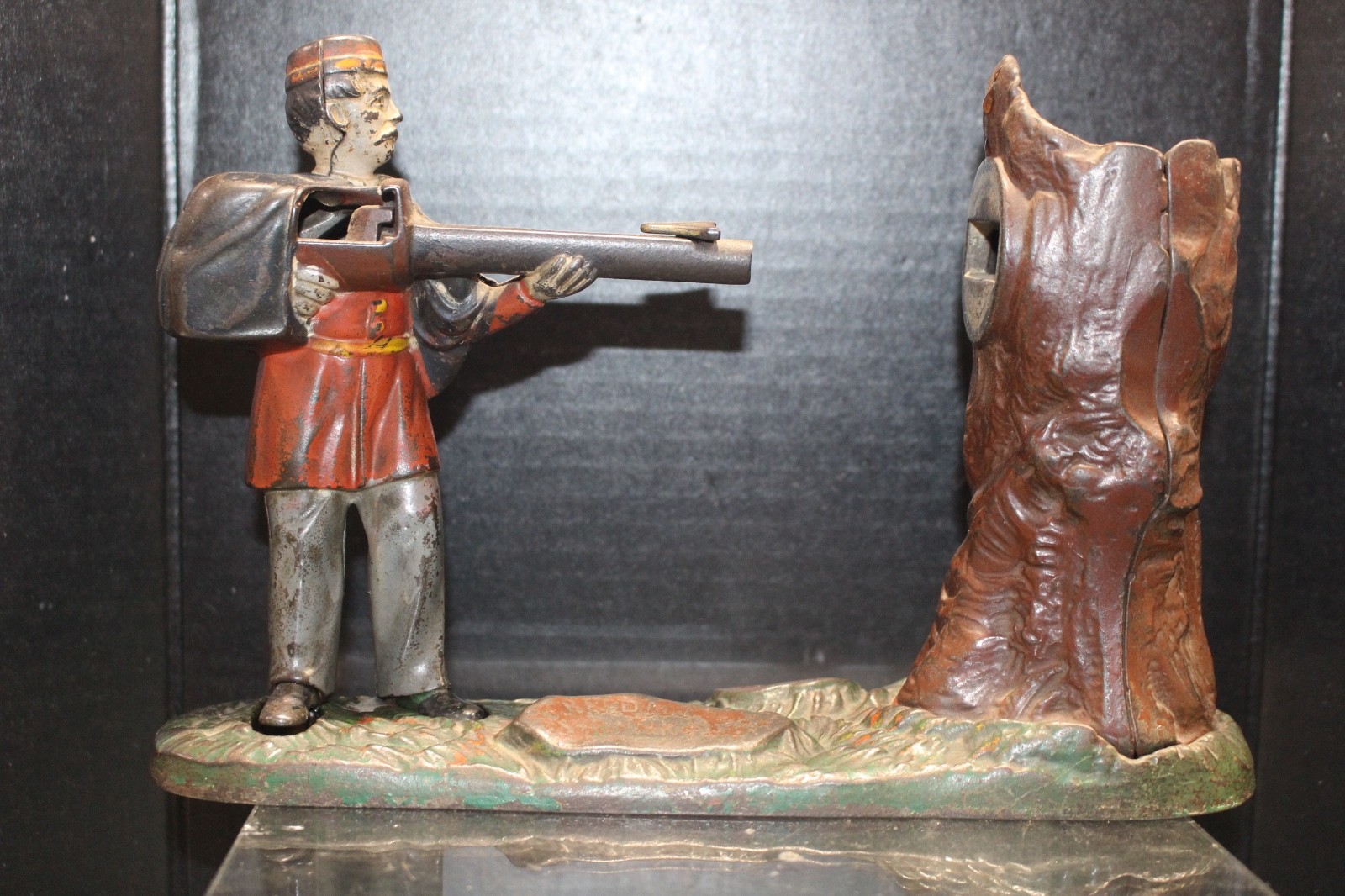 Vintage Original Antique Creedmoor Mechanical Bank J. & E. Stevens \ Vintage Original Antique Creedmoor Mechanical Bank J. & E. Stevens \