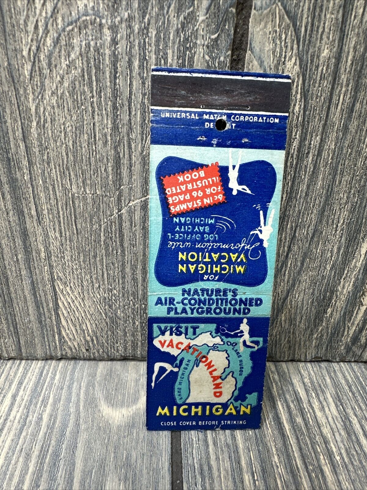Vtg Michigan Vacation Matchbook Cover Advertisement