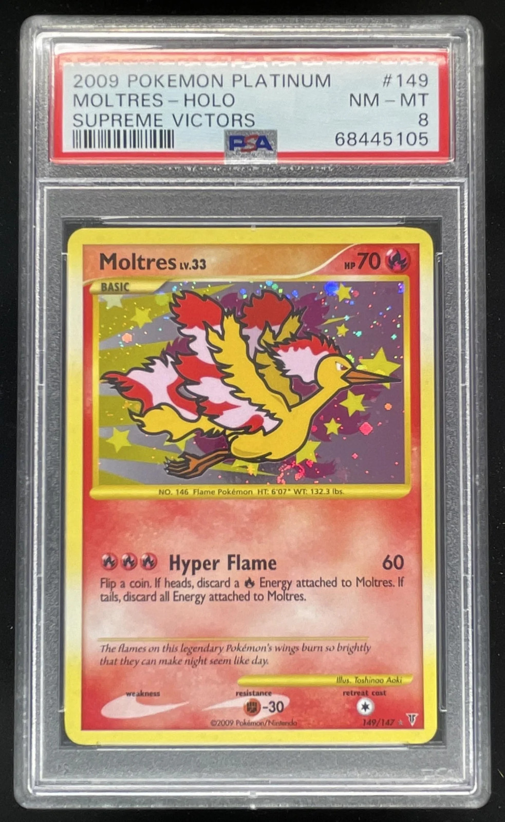 2009 Pokemon Platinum Supreme Victors #149/147 Moltres Holo PSA 8