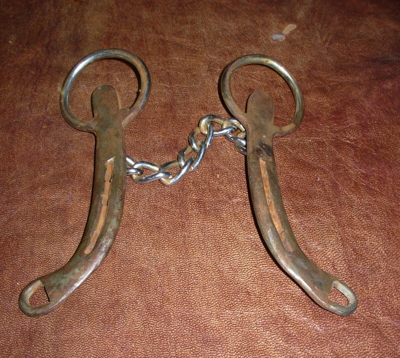 2 Vintage Antique Handmade Bits From Horse Shoes And Chain