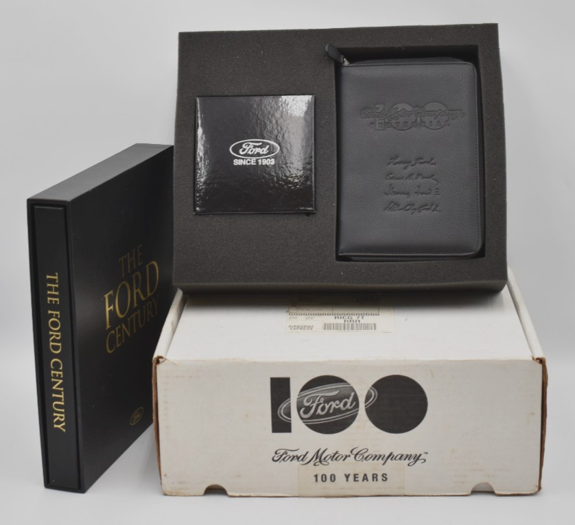 2003 Ford Motor 100 Year Anniversary Set Watch, Keychain, Book, Leather, Letter