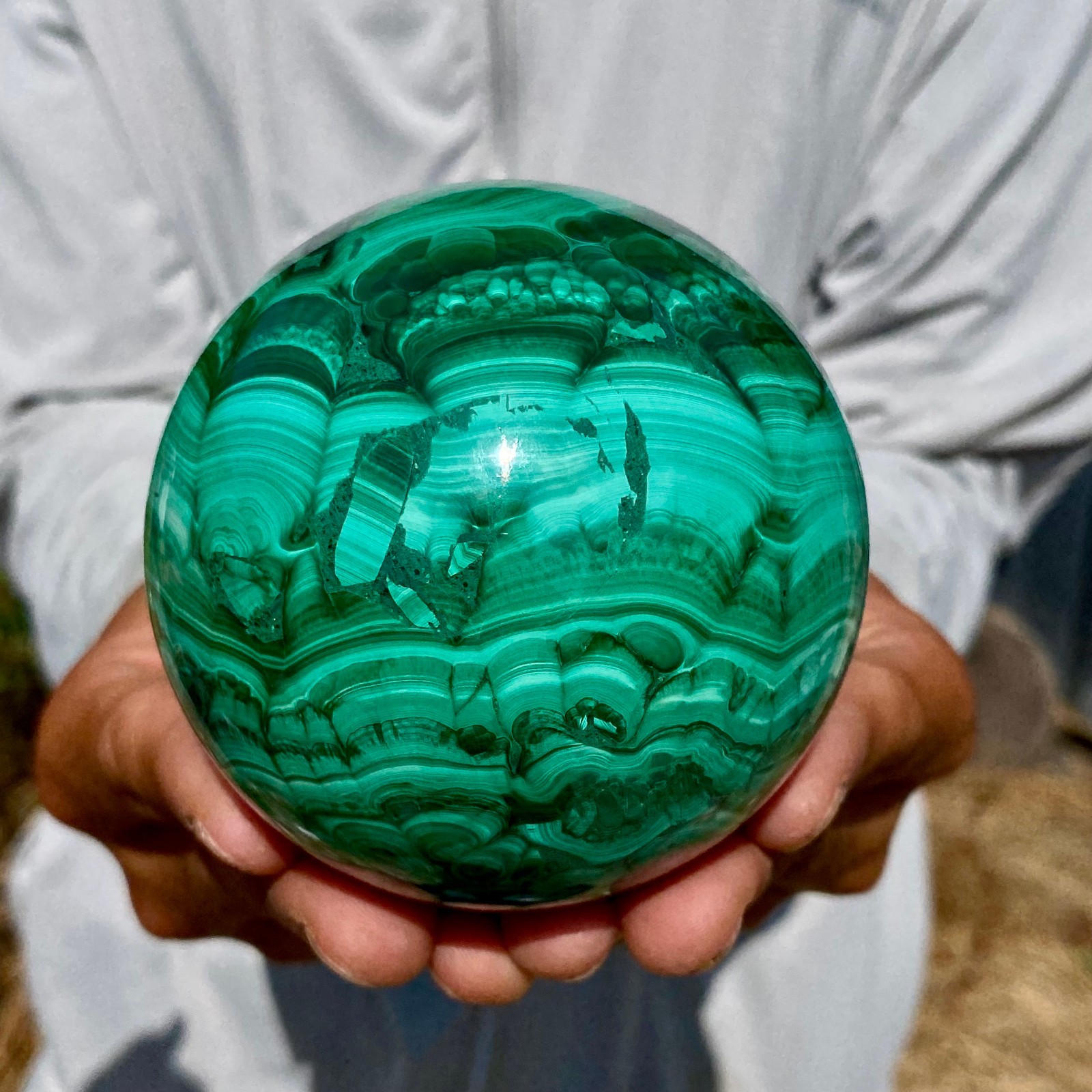 2.24LB Rare Natural Malachite quartz hand Carved sphere Crystal Healing