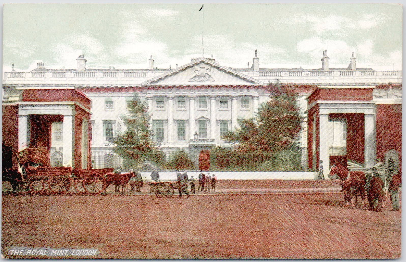 UK England London 1910 Bank England Royal Mint Buildings Traffic Postcard