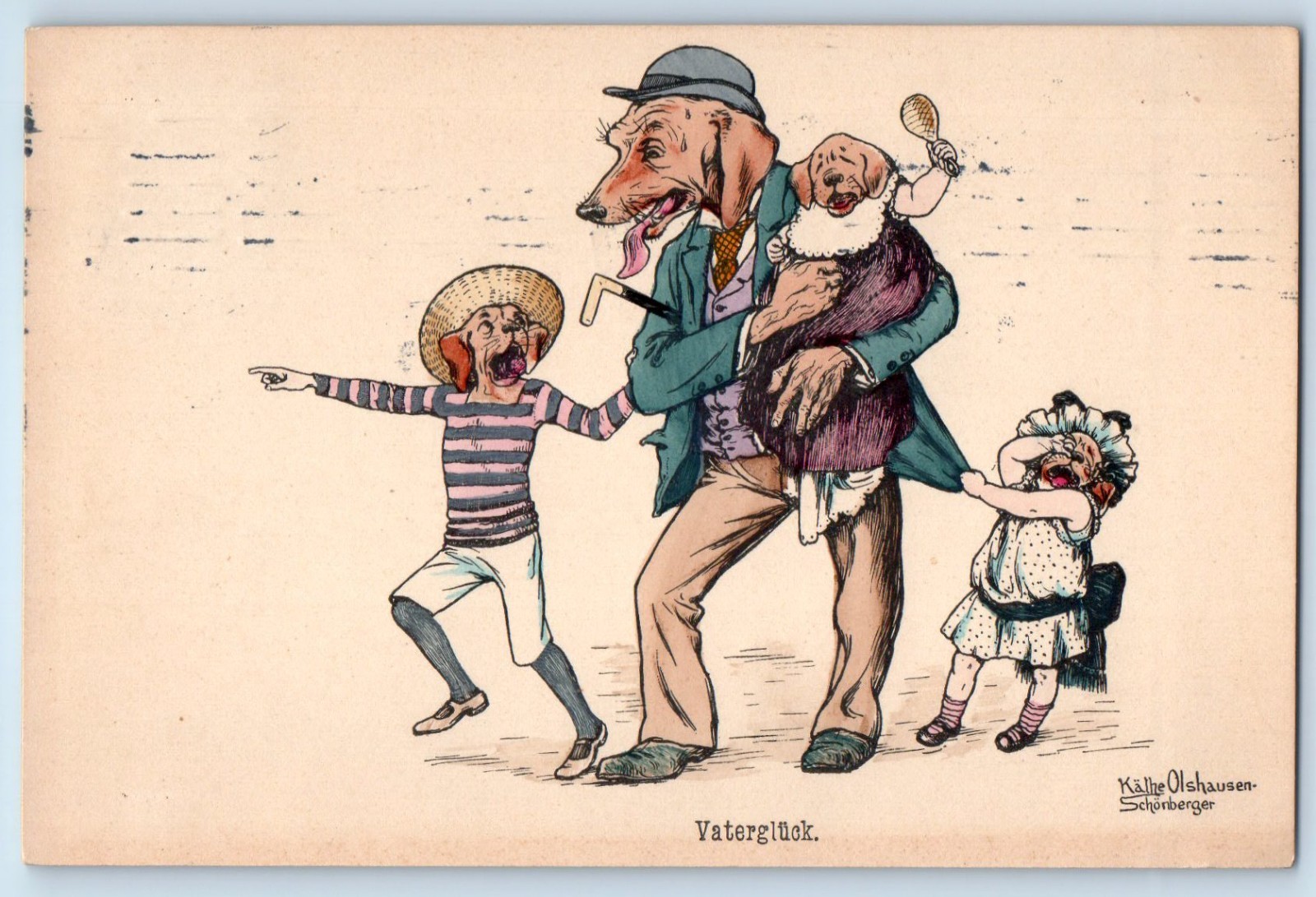 c1910's Anthropomorphic Hound Dogs Puppy Hamburg Germany Antique Postcard c1910's Anthropomorphic Hound Dogs Puppy Hamburg Germany Antique Postcard