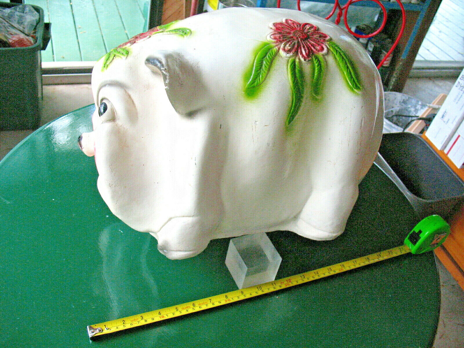 PIGGY BANK  CARNIVAL CHALKWARE  MID CENTURY  FIRST  PRIZE  HUGE PORKY 19'' 