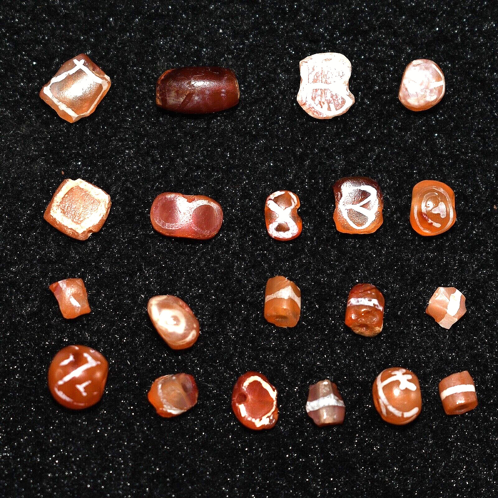20 Ancient Longevity Etched Carnelian Beads in good Condition over 2000 Year Old