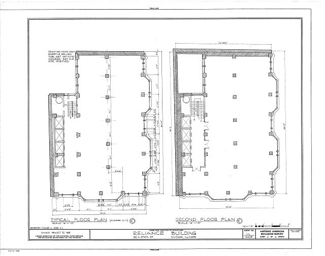 Chicago Illinois Reliance Building 1900s Floor Plan State Street HABS