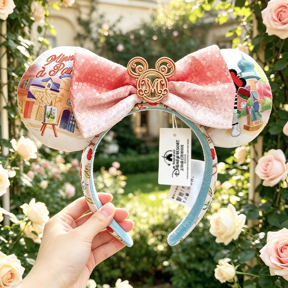 Disney- Parks Paris Epcot World France Showcase Minnie Mouse Ears Bow Headband