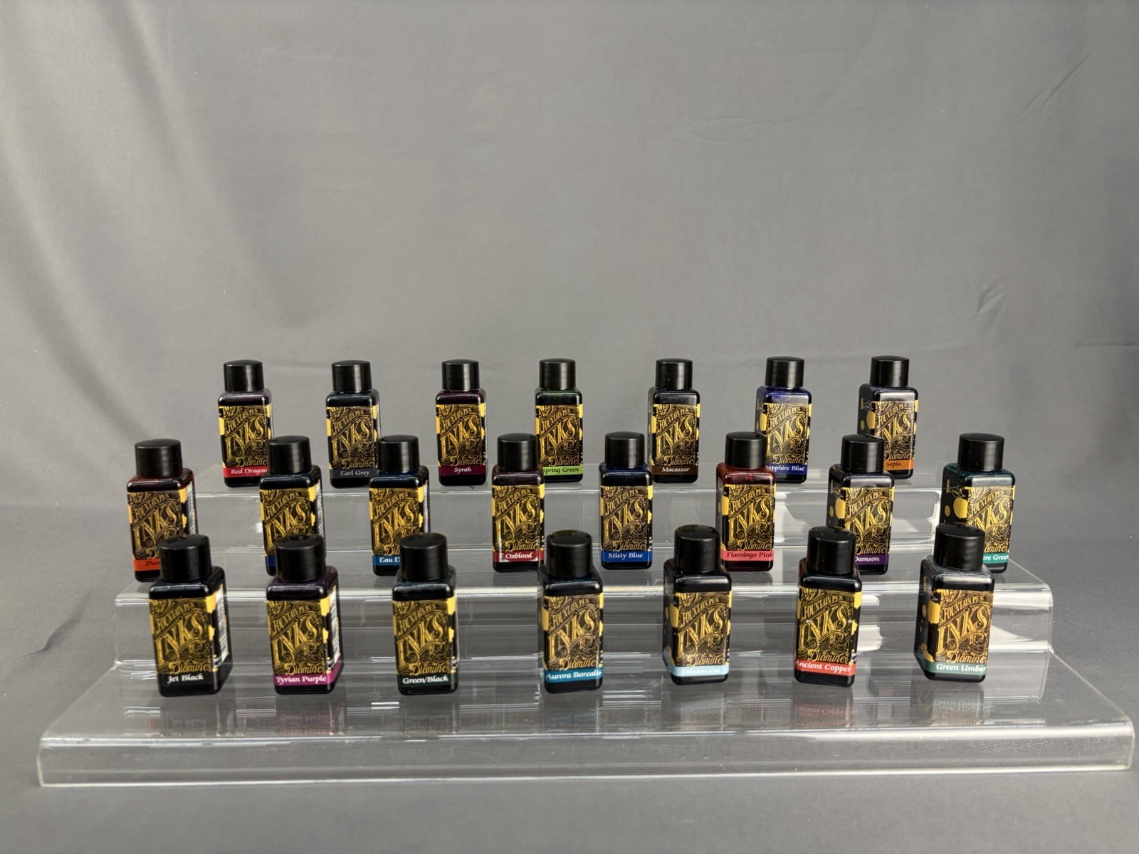 Lot of 22 Diamine Fountain Pen Ink 30ml Plastic Bottles- Full