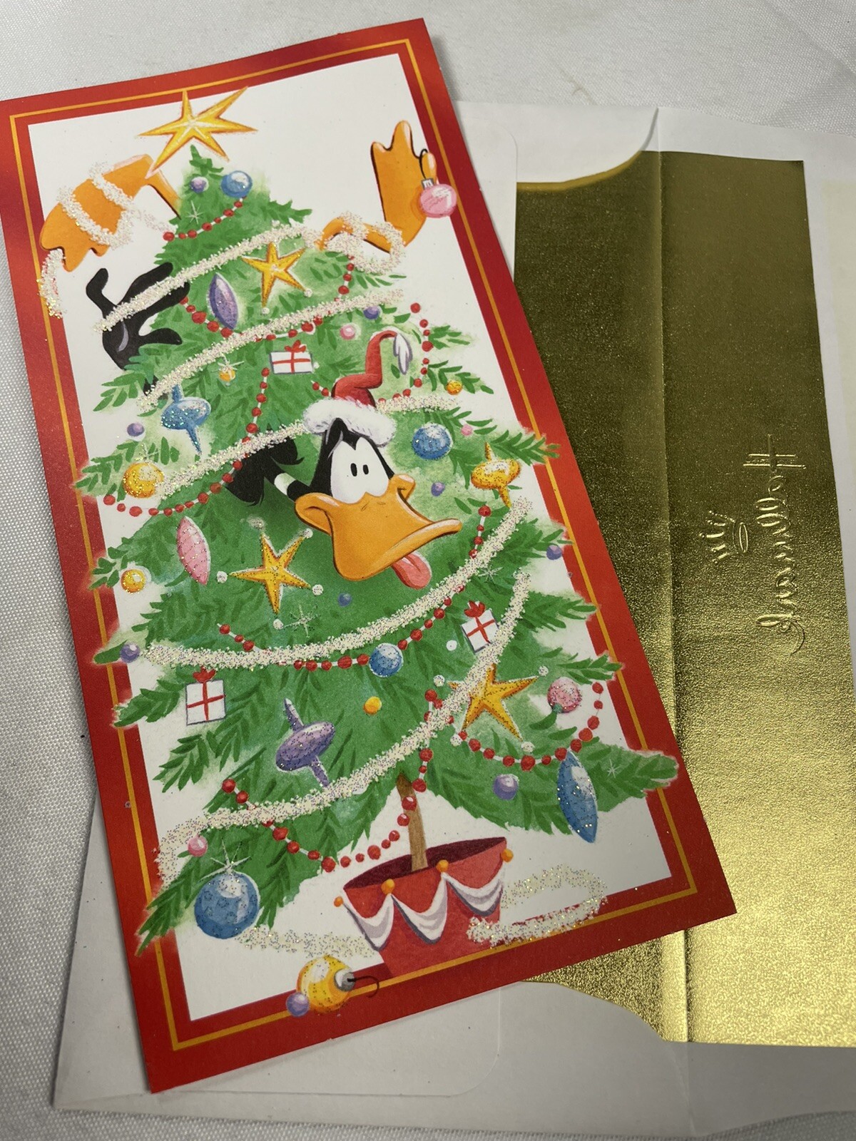 Looney Tunes Daffy Duck Christmas 1 Card + 1 Envelope UNSIGNED Vintage Hallmark 
