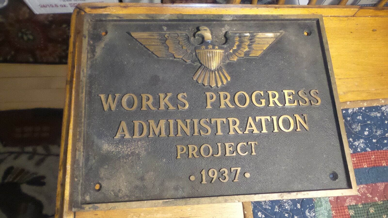 Antique Bronze Sign 1937 WORKS PROGRESS ADMINISTRATION PROJECT, WPA, 15\