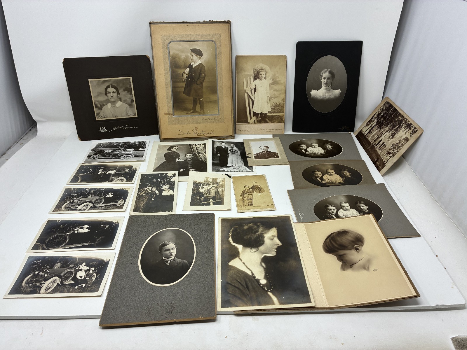 Lot 22 Antique Family Photographs Automobile Photos Little Boy w/ Stuff Animal