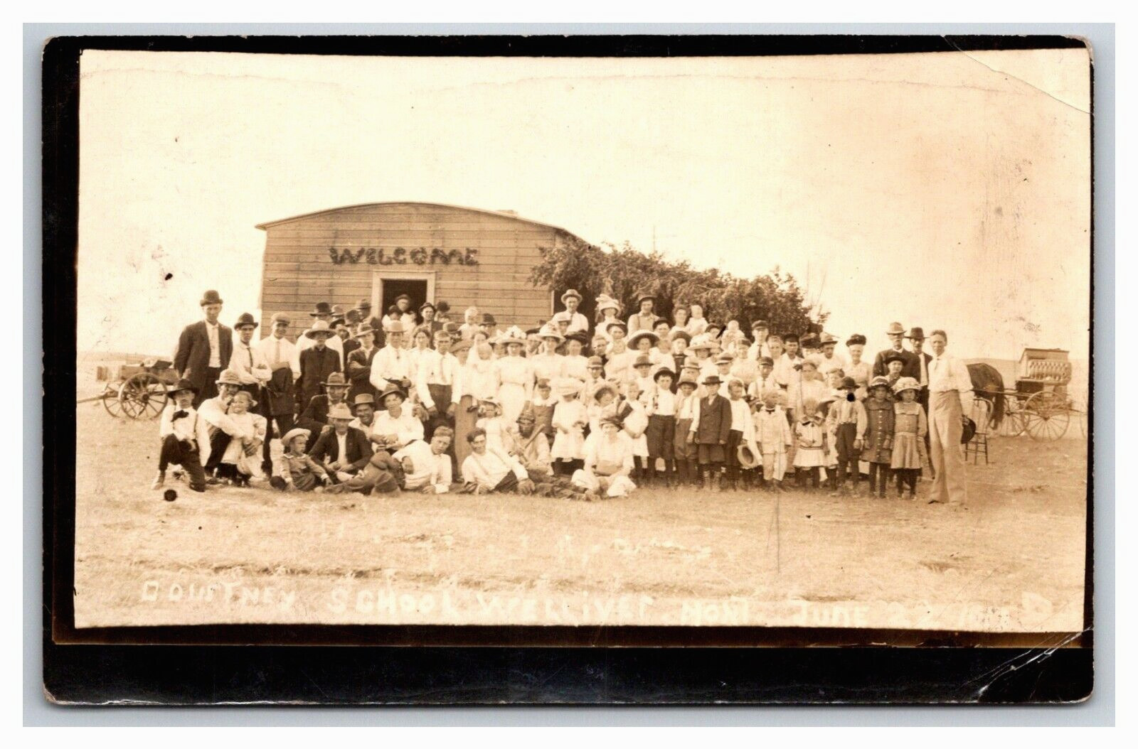 GHOST TOWN Welliver Montana RPPC By PLENTYWOOD Sheridan County ~ School pic