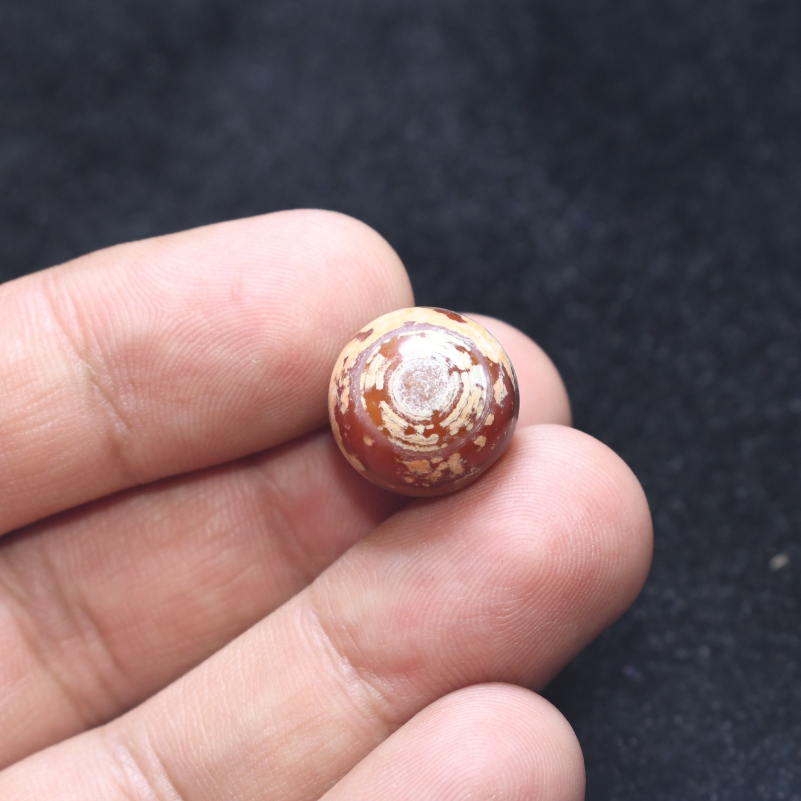 Genuine Ancient Tibetan Himalayan Carnelian Stone Lukmik Dzi Bead with Patina