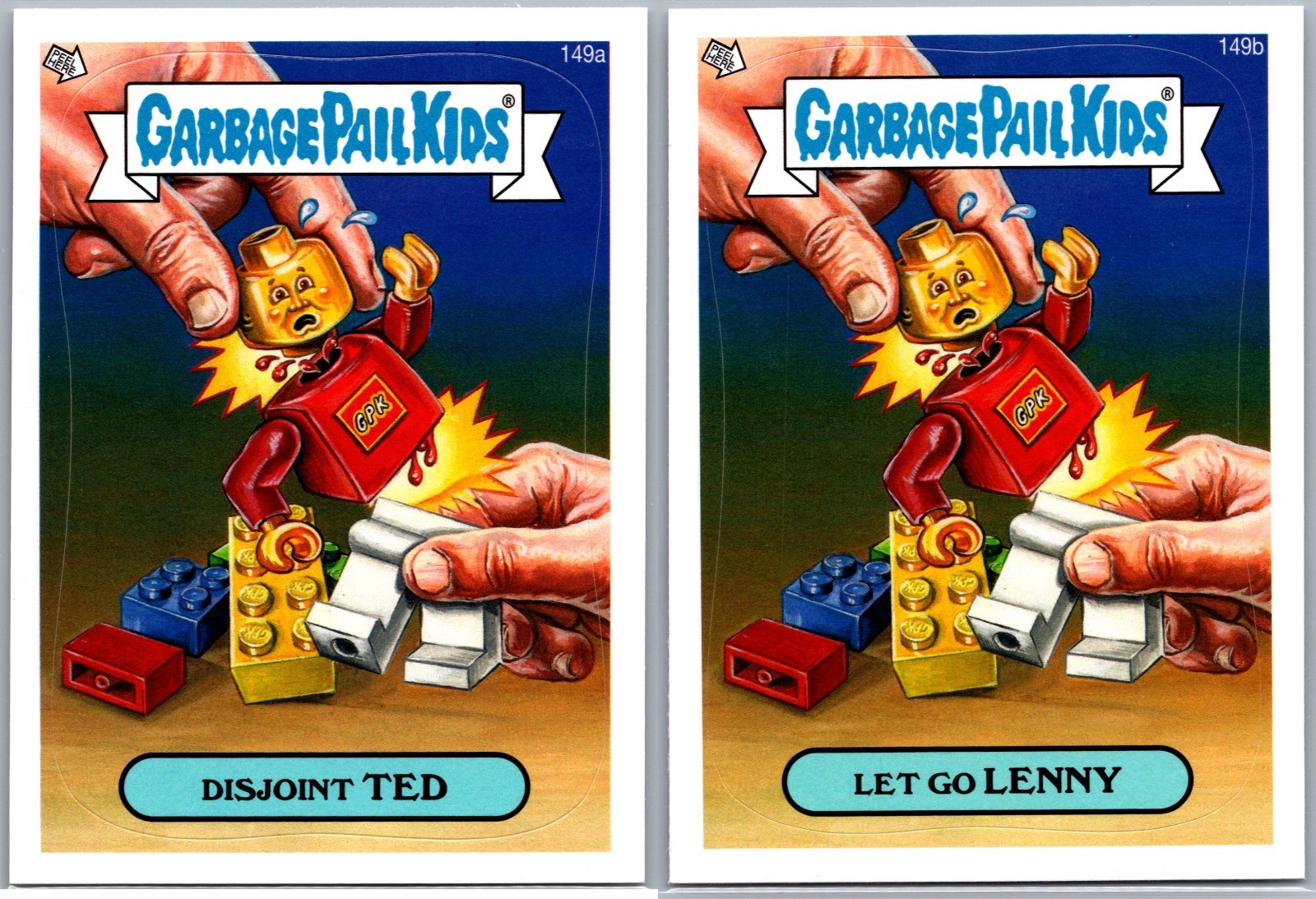Lego x Garbage Pail Kids Mini Figure Spoof 2-Card Set Ted & Lenny