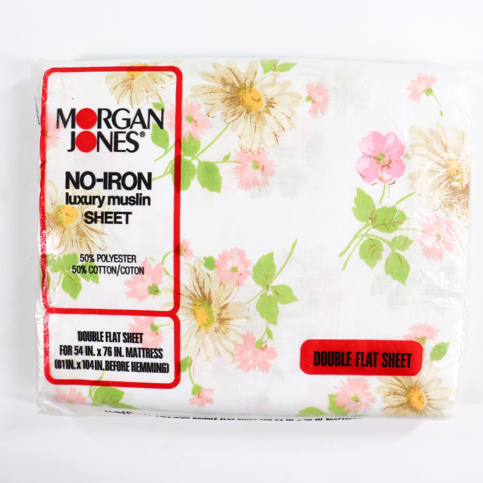 Vtg Morgan Jones Full Flat Bed Sheet Daisies Pink Floral Flower NIP 1970s Fabric Vtg Morgan Jones Full Flat Bed Sheet Daisies Pink Floral Flower NIP 1970s Fabric
