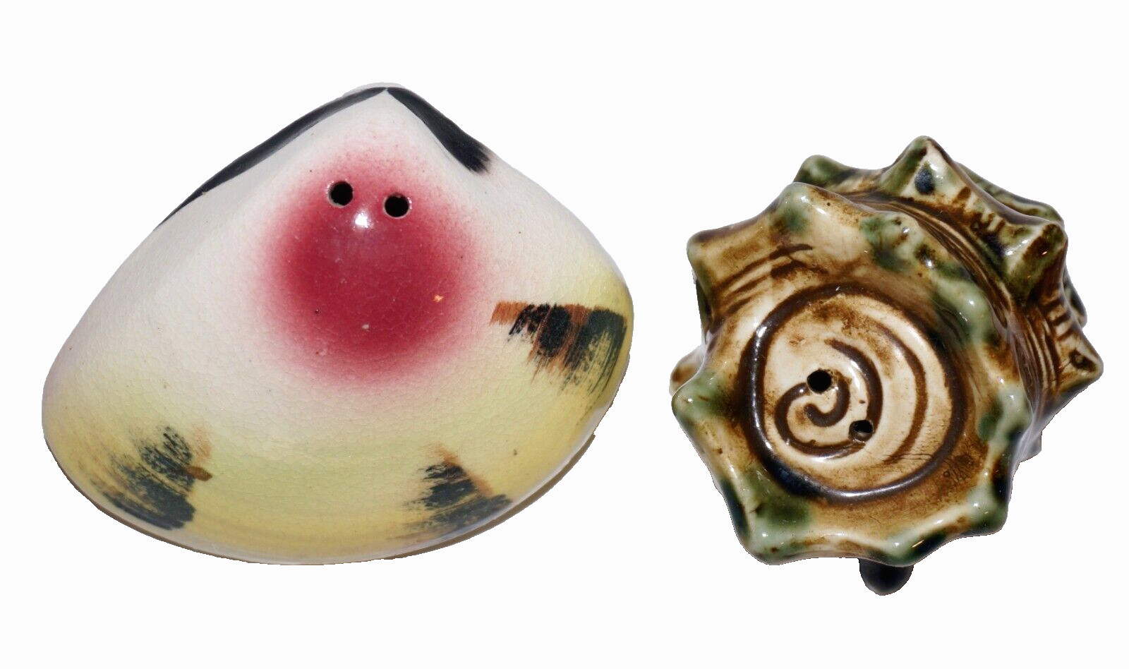 60\'s Vintage Porcelain SEA SHELLS Small Salt & Pepper Set JAPAN
