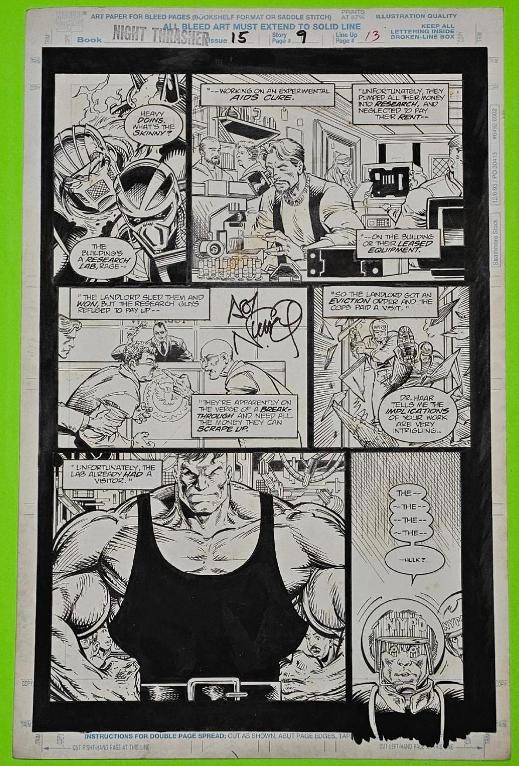Marvel Comic Book Art Full Page Pencilled Inked and SIGNED by Art Nichols