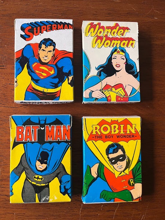 RUSSELL'S SUPER HERO CARD DECKS  DC 1977 SUPERMAN BARMAN WONDER WOMAN ROBIN LOT