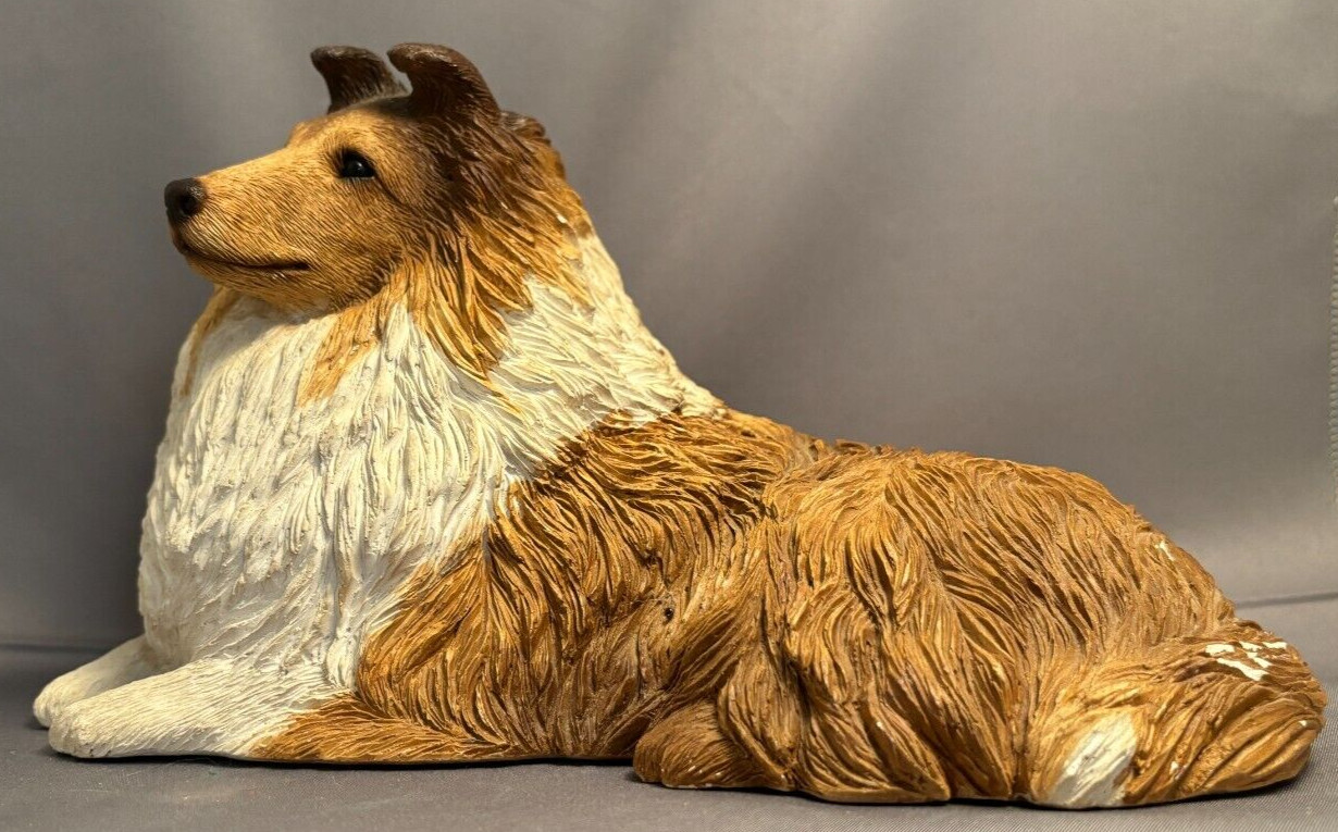 Sandicast Shetland Sheepdog Collie Sculpture 1987 Signed Glass Eyes Sandicast Shetland Sheepdog Collie Sculpture 1987 Signed Glass Eyes