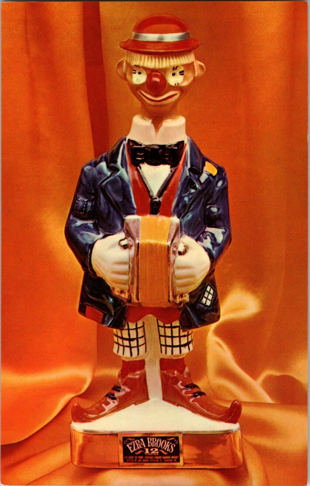 Postcard Ezra Brooks Clown Decanter Real Sippin Whiskey Heritage China