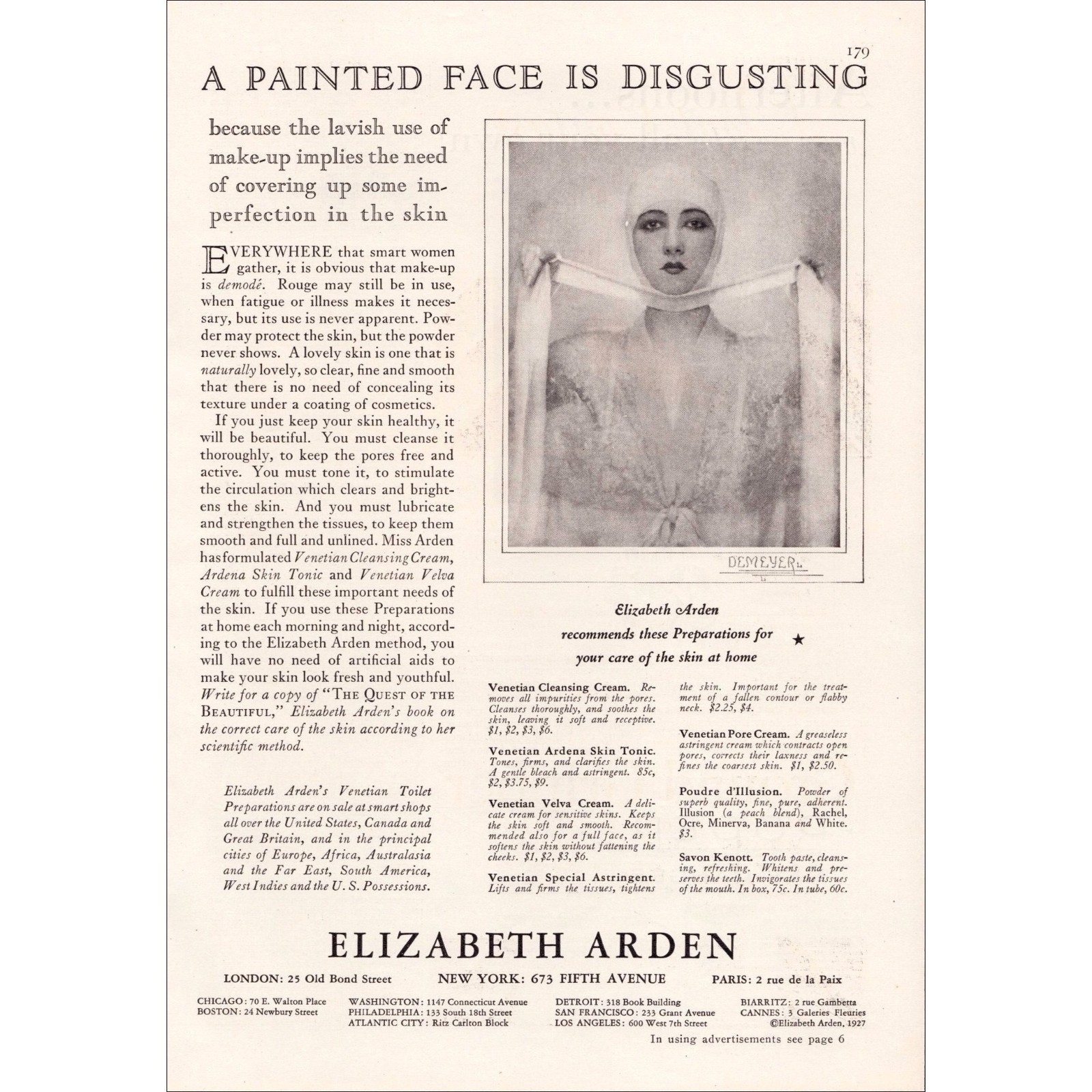 1927 Elizabeth Arden Beauty Supplies Original Vintage Print Ad