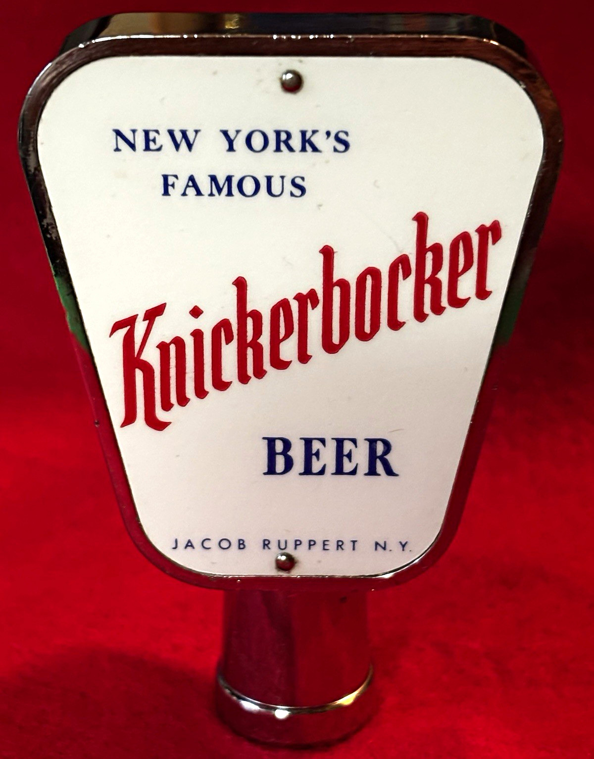 Knickerbocker Beer Jacob Ruppert N.Y. Draft Tap Handle Knob Breweriana