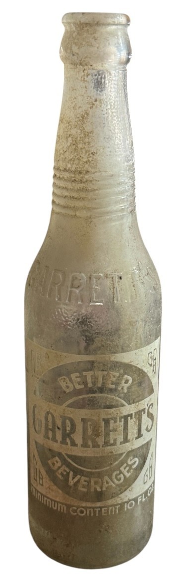 Vintage Better Garrett\'s Beverages 10oz Glass Bottle 9.25\