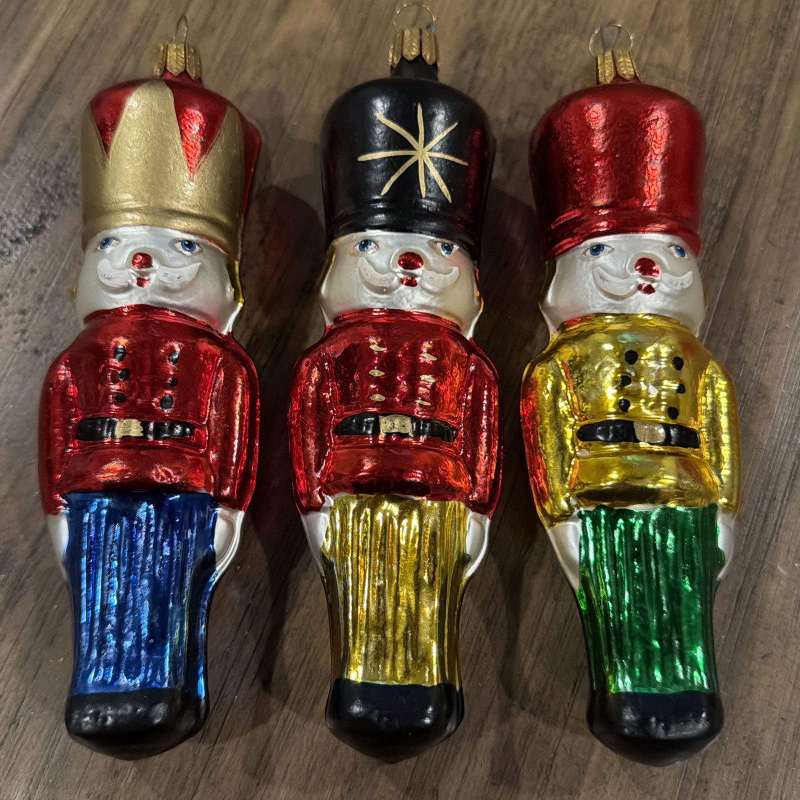 Vintage lot of 3 Mercury Glass Soldier Christmas Ornaments West Germany 6\