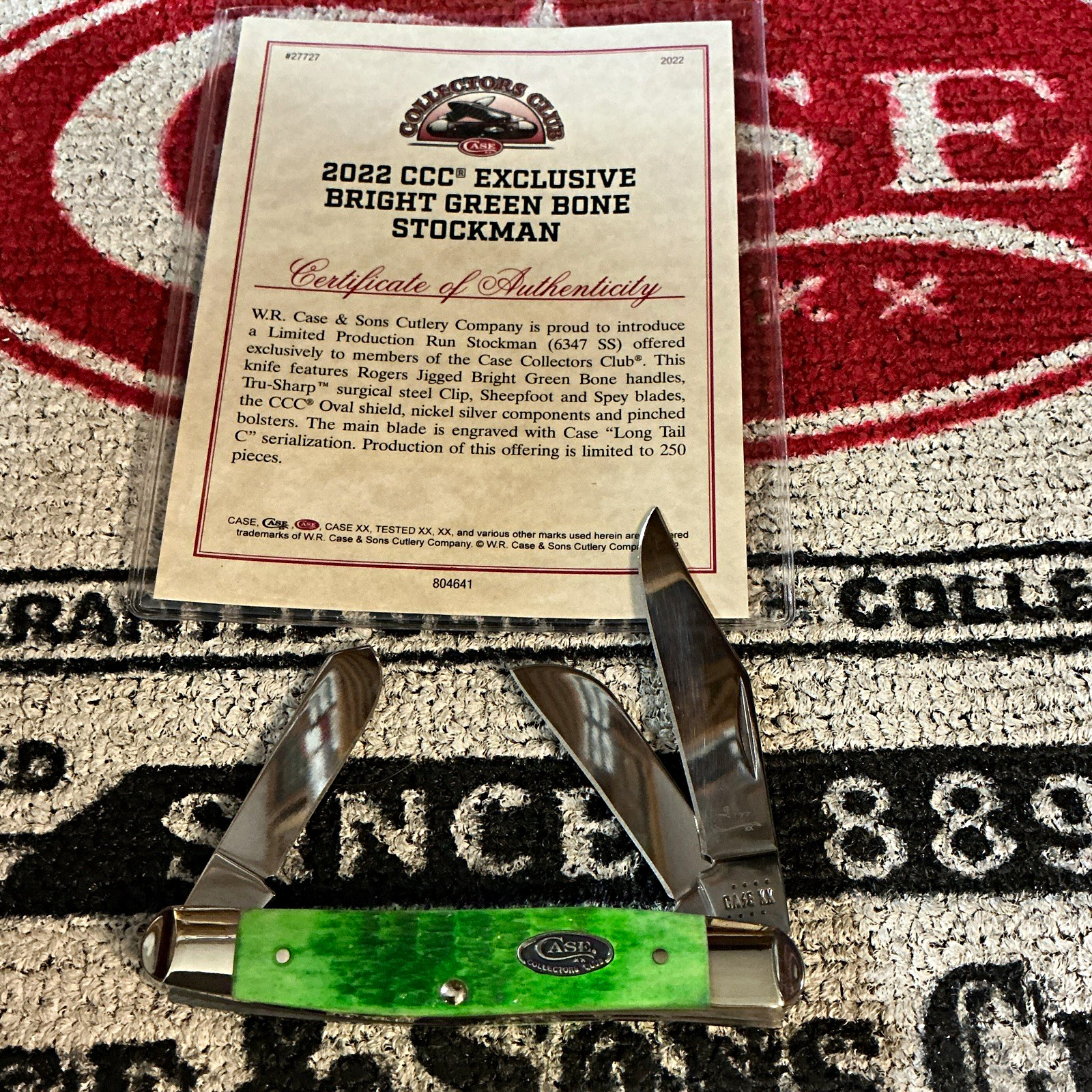 Case Collectors Club 2022 CCC Exclusive 6347 SS Bright Green Bone Stockman