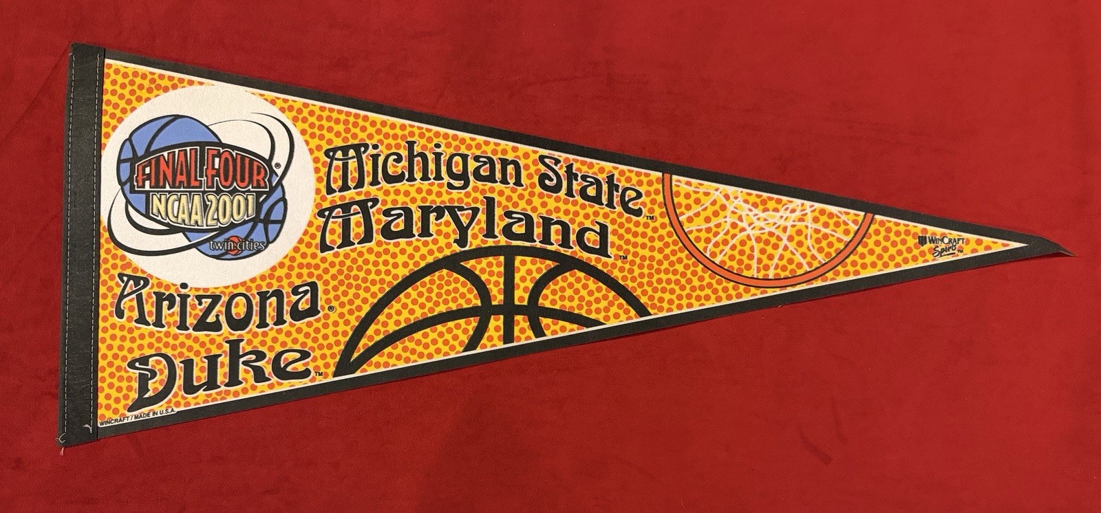 2001 NCAA Final Four College Basketball 29 In Pennant Arizona Duke Maryland MSU