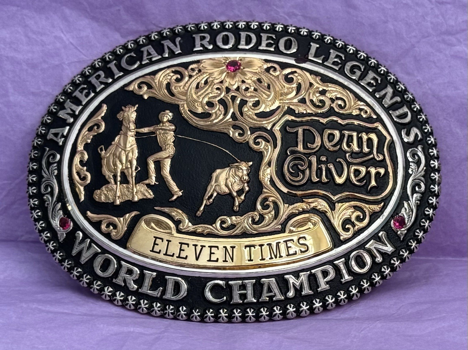 VINTAGE NOS NIB GIST RODEO LEGENDS 11X WORLD CHAMPION DEAN OLIVER BELT BUCKLE